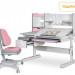 Комплект Mealux Evo парта Florida Multicolor PN + кресло Onyx DPG (EVO-52 W + PN MC + Y 110 DPG) - стол+кресло / столешница белая, накладки розовые и серые