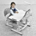 Комплект мебели (столик + стульчик + ЛЭД лампа) Mealux EVO BD-04 New XL Teddy WG+Led - столешница белая / пластик серый