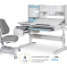 Комплект Mealux Evo парта Florida Multicolor BL + кресло Onyx G (EVO-52 W + BL MC + Y 110 G) - стол+кресло / столешница белая, накладки голубые