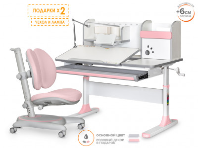 Комплект Mealux Vancouver Multicolor W/PN (BD-620 W/PN + Y-510 KP) - столешница белая / ножки мультиколор, обивка кресла розовая