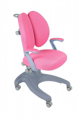 Детское кресло FunDesk Solerte Grey с фиксированными подлокотниками + розовый чехол