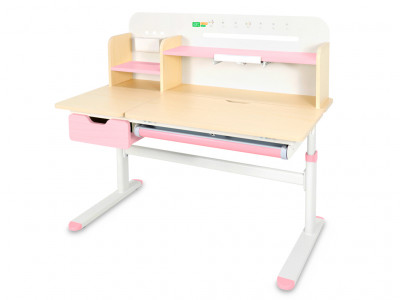 Детский стол Ergokids Bravo Maximus Plus Maple/Pink (TH-360 Maximus Plus MG/PN) - столешница клён / накладки на ножках розовые