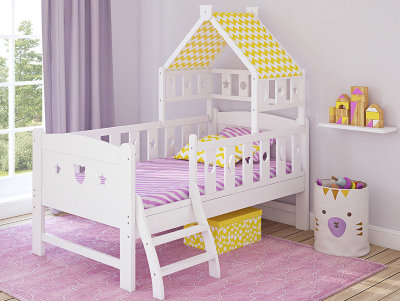 Детская кровать-домик Dommy White/Yellow