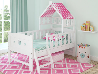 Детская кровать-домик Dommy White/Pink