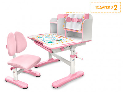Комплект мебели (столик + стульчик + полка) Mealux EVO Panda pink BD-28 PN розовый