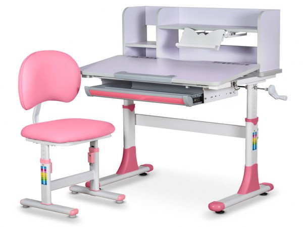 Комплект мебели (столик 90 см + стульчик + полка) Mealux EVO BD-22 PN розовый