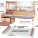 Комплект Mealux парта Oxford Wood Max BL + кресло Ergoback KP (BD-920 Wood Max PN + Y-1020 KP) стол + кресло / столешница дерево, накладки розовые
