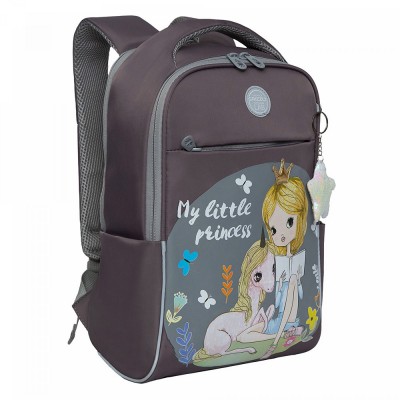 Рюкзак для девочки для начальной школы GRIZZLY RG-267-2 My little Princess серый