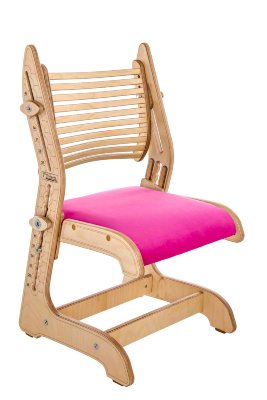 Детский растущий стул Trifecta-М Birch/Pink, береза лак + розовая ткань