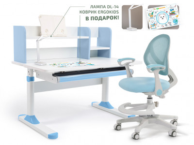 Комплект парта Ergokids TH-330-1 Blue + кресло Ergokids Mio Air (TH-330-1 W/BL + Y-400 BL (arm))