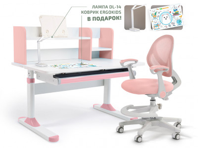 Комплект парта Ergokids TH-330-1 Pink + кресло Ergokids Mio Air (TH-330-1 W/PN + Y-400 PN (arm))
