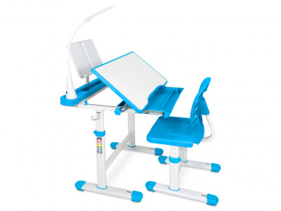 Комплект мебели (столик + стульчик + лампа) EVO-17 BL столешница белая / цвет пластика голубой