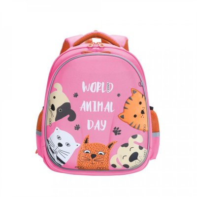 Школьный рюкзак GRIZZLY Котики-собачки, розовый