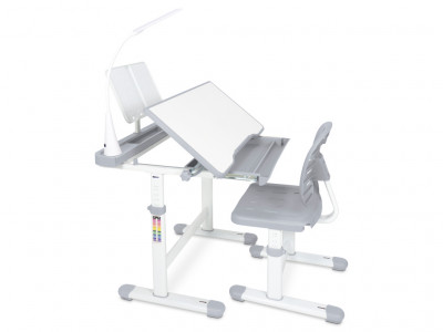 Комплект мебели (столик + стульчик + лампа) EVO-17 G (с лампой) столешница белая / пластик серый