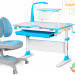 Комплект Mealux EVO Evo-30 BL + Y-115 BLG - (стол+полка+кресло+чехол+лампа) белая столешница (дерево), цвет пластика голубой