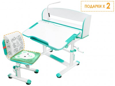 Комплект парта и стульчик Mealux BD-10 зеленый с лампой